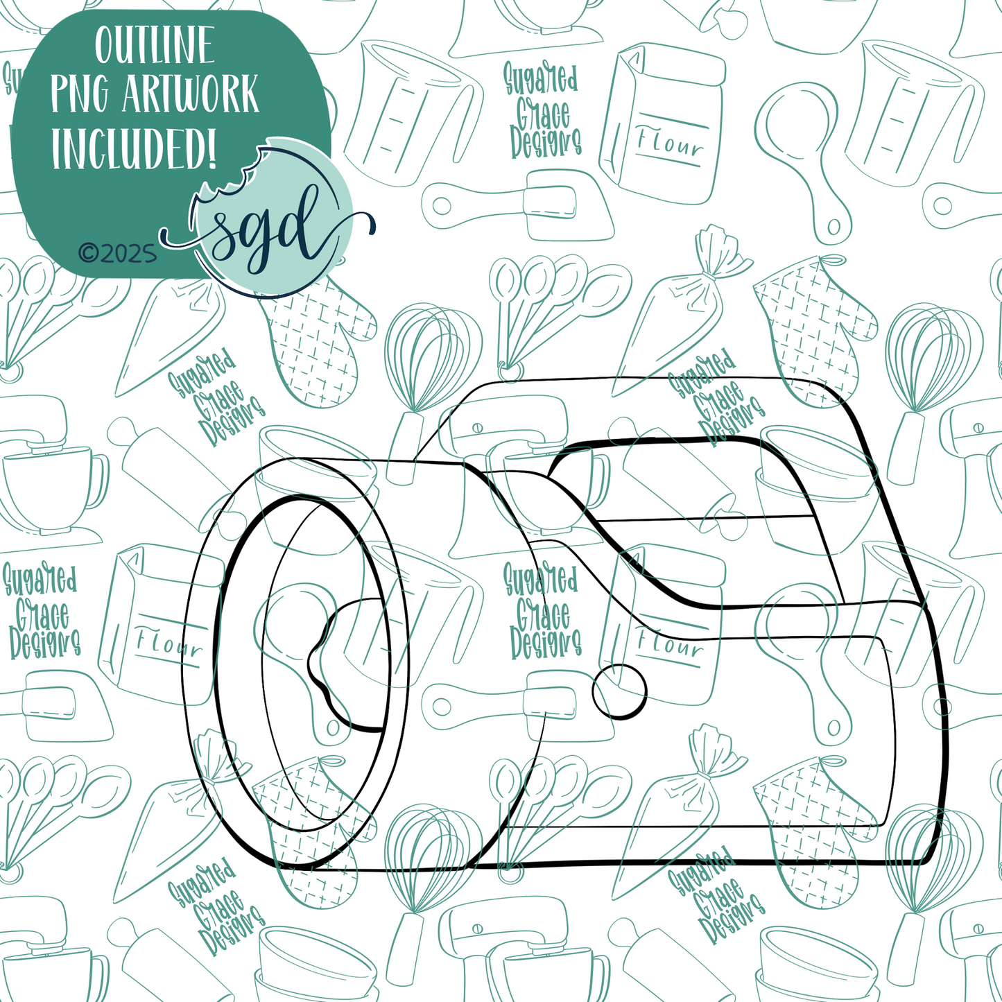 Flashlight Cookie Cutter with PNG Images to Match - Hand Drawn Graphics for Edible Ink Printers
