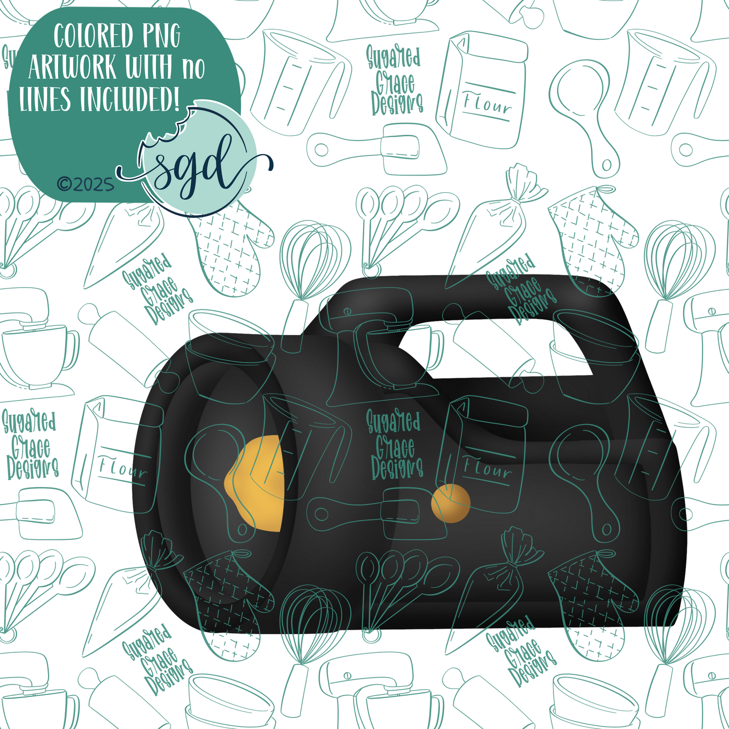 Flashlight Cookie Cutter with PNG Images to Match - Hand Drawn Graphics for Edible Ink Printers