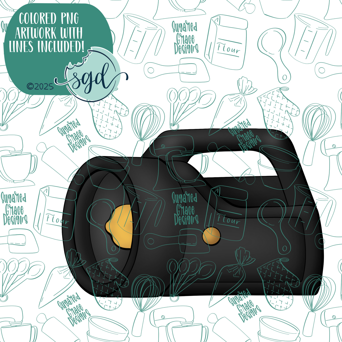 Flashlight Cookie Cutter with PNG Images to Match - Hand Drawn Graphics for Edible Ink Printers
