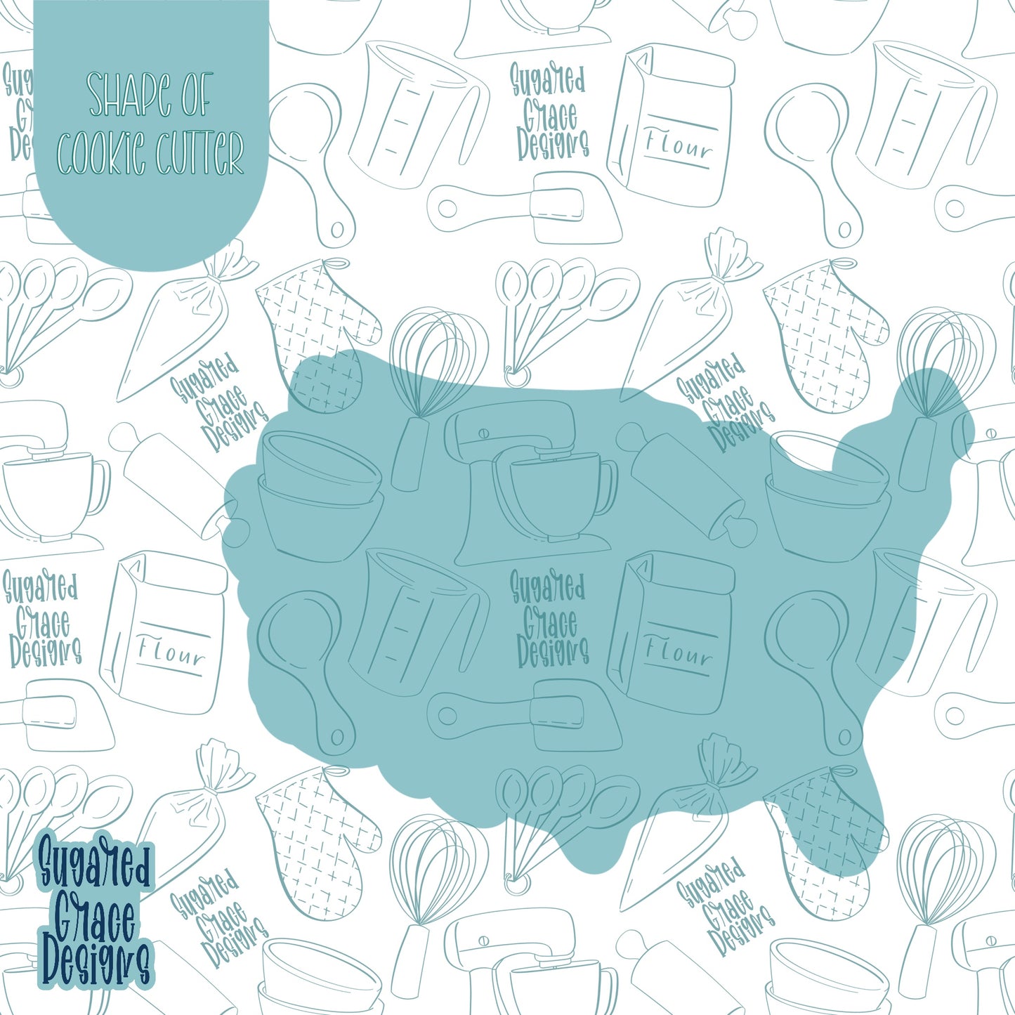 Floral America Cookie Cutter STL Files for 3D Printing with Matching Printable PNG Images for Edible Ink Printers Including Eddie