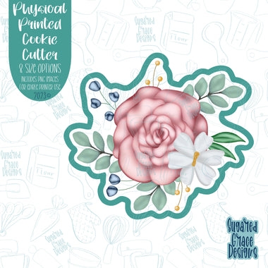 Floral arrangement cookie cutter with png images for edible printers including eddie