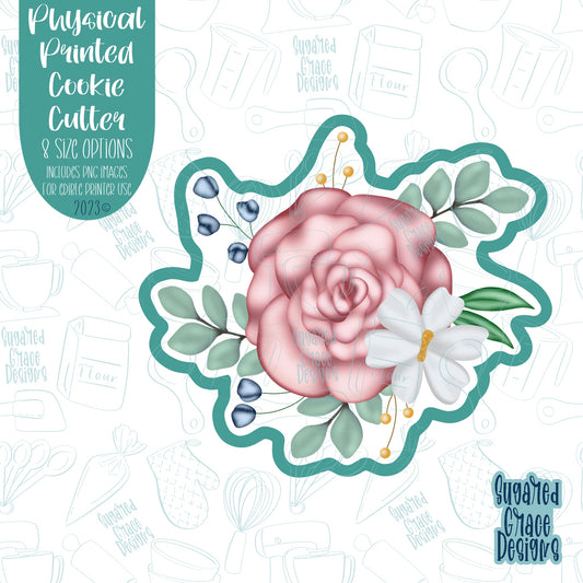 Floral arrangement cookie cutter with png images for edible printers including eddie
