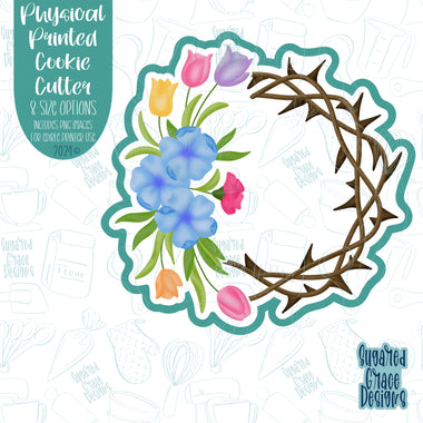 Floral Crown of Thorns Easter Cookie Cutter with Matching PNG Images for Edible Ink Printers