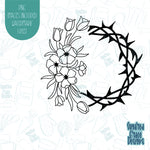 Floral Crown of Thorns Easter Cookie Cutter with Matching PNG Images for Edible Ink Printers