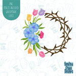 Floral Crown of Thorns Easter Cookie Cutter with Matching PNG Images for Edible Ink Printers