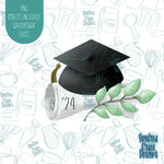 Eucalyptus Floral Grad Cap Cookie Cutter with Matching PNG Images for Edible Ink Printers Including Eddie