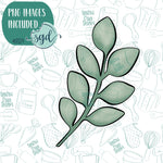 Eucalyptus Floral Leaf Cookie Cutter with Matching Printable PNG Images for Edible Ink Printers Including Eddie