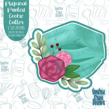 Floral Nurse Mask Cookie Cutter with Matching PNG Images for Edible Ink Printers Including Eddie