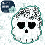 Floral Skull Cookie Cutter with Matching Stamp for Decorating help and/or fondant