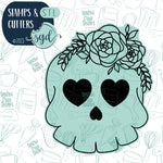 Floral Skull Cookie Cutter STL Files with Matching Stamp for 3d Printing, for Fondant Cake toppers and Cookie Decorating