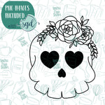 Floral Skull cookie Cutter with Matching Printable PNG Images for Edible Ink Printers Including Eddie