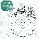 Floral Skull cookie Cutter with Matching Printable PNG Images for Edible Ink Printers Including Eddie