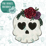 Floral Skull cookie Cutter with Matching Printable PNG Images for Edible Ink Printers Including Eddie