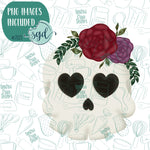 Floral Skull cookie Cutter with Matching Printable PNG Images for Edible Ink Printers Including Eddie