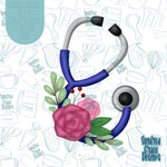 Floral Nurse Stethoscope Cookie Cutter STL Files for 3D Printing with Matching PNG Images or Edible Ink Printers Including Eddie