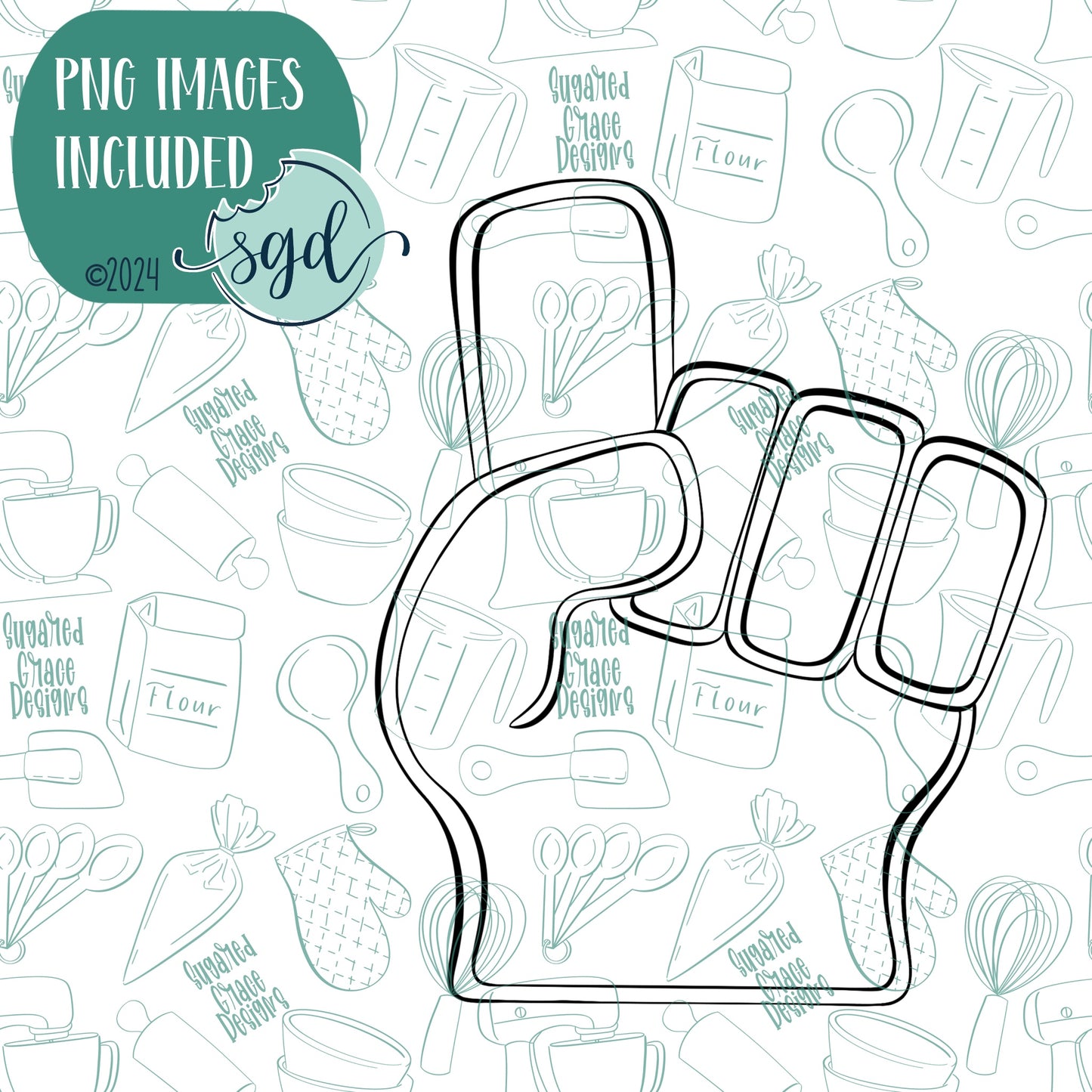 Foam Finger Cookie Cutter with Matching PNG Images for Edible Ink Printers Including Eddie
