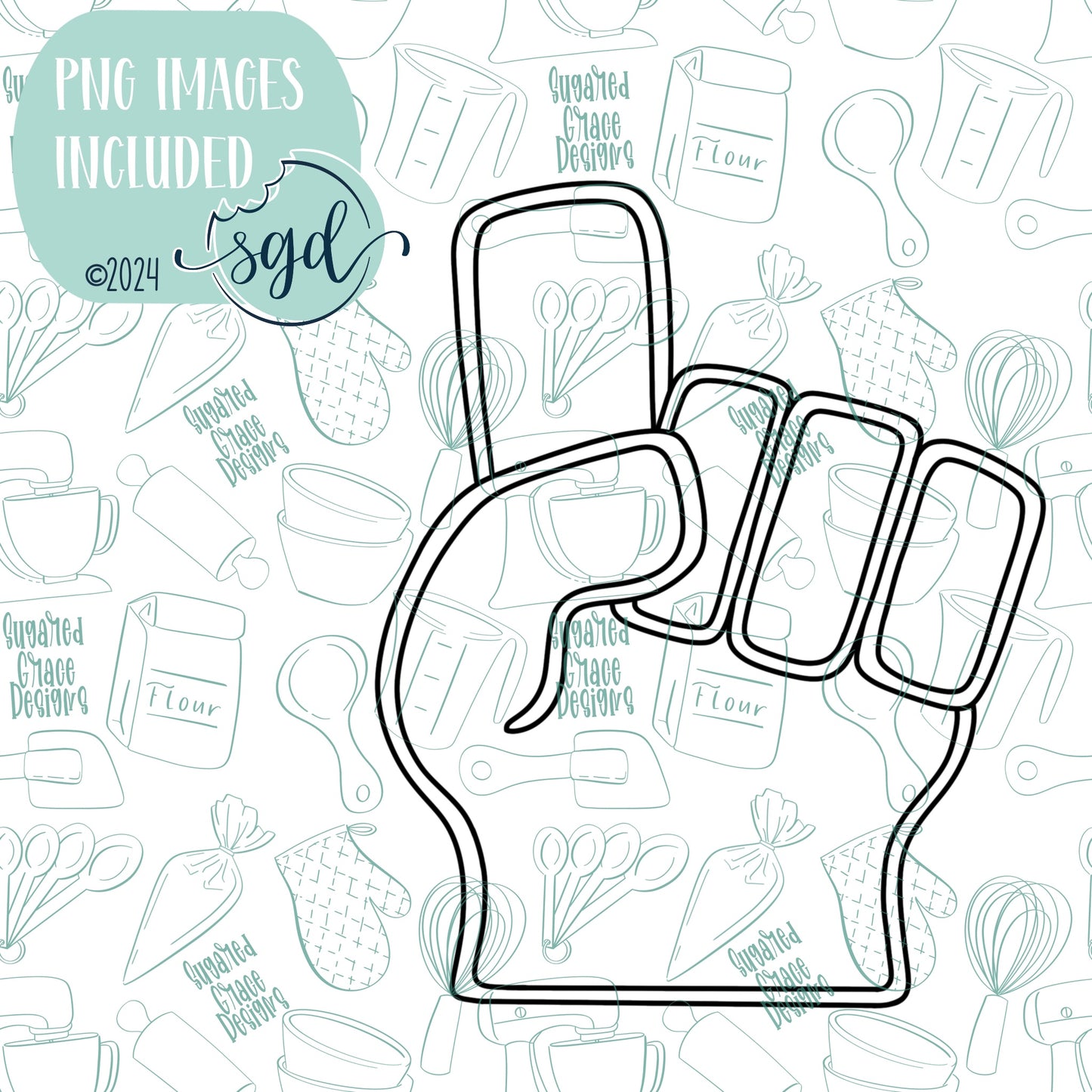 Foam Finger Cookie Cutter STL Files for 3D Printing with Matching Printable PNG Images for Edible Ink Printers Including Eddie