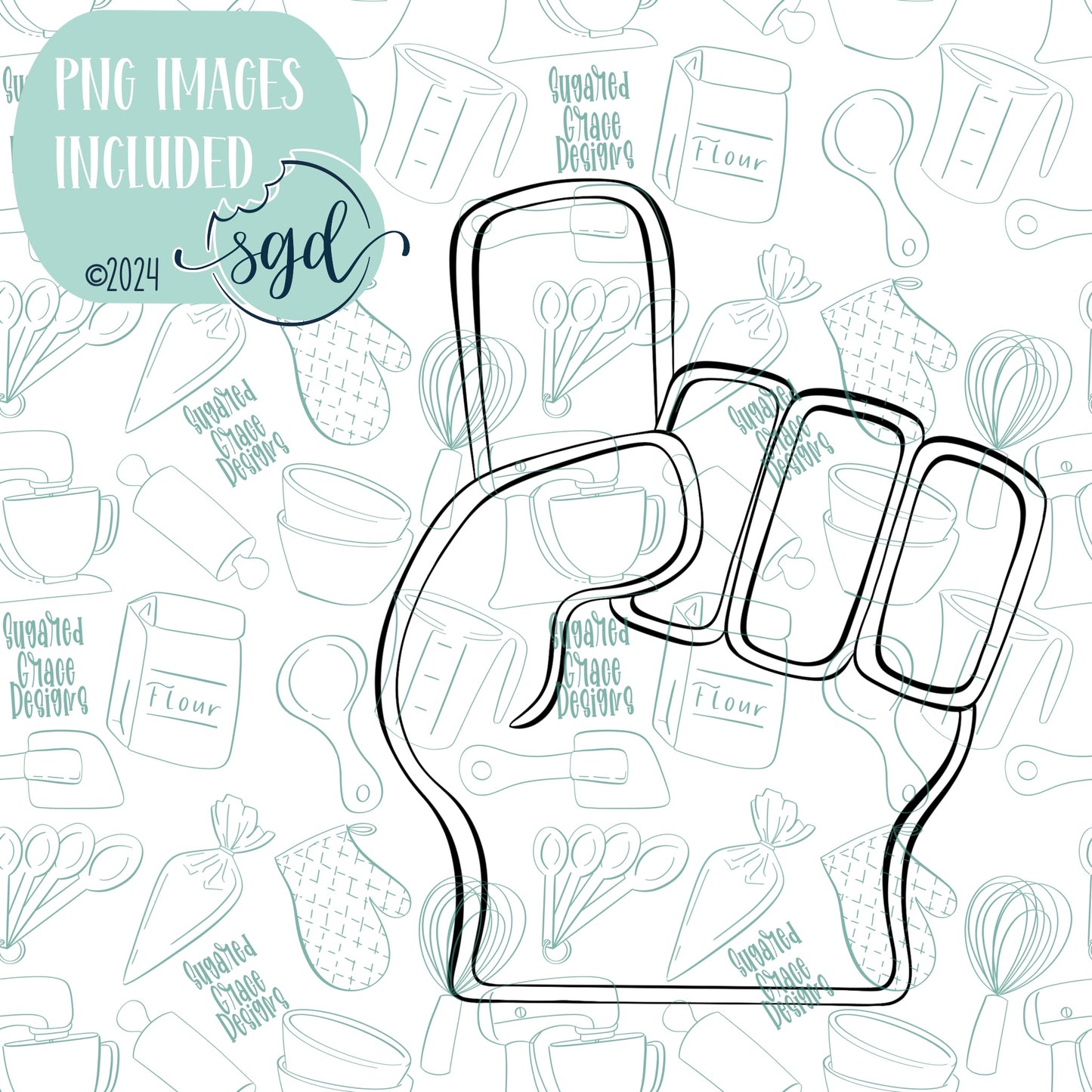 Foam Finger Cookie Cutter STL Files for 3D Printing with Matching Printable PNG Images for Edible Ink Printers Including Eddie