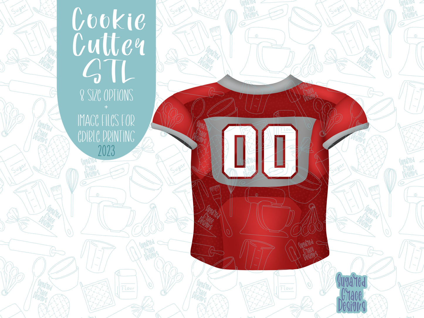 Football Jersey Cookie cutter stl files for 3d printing with matching printable png images for Eddie edible printers