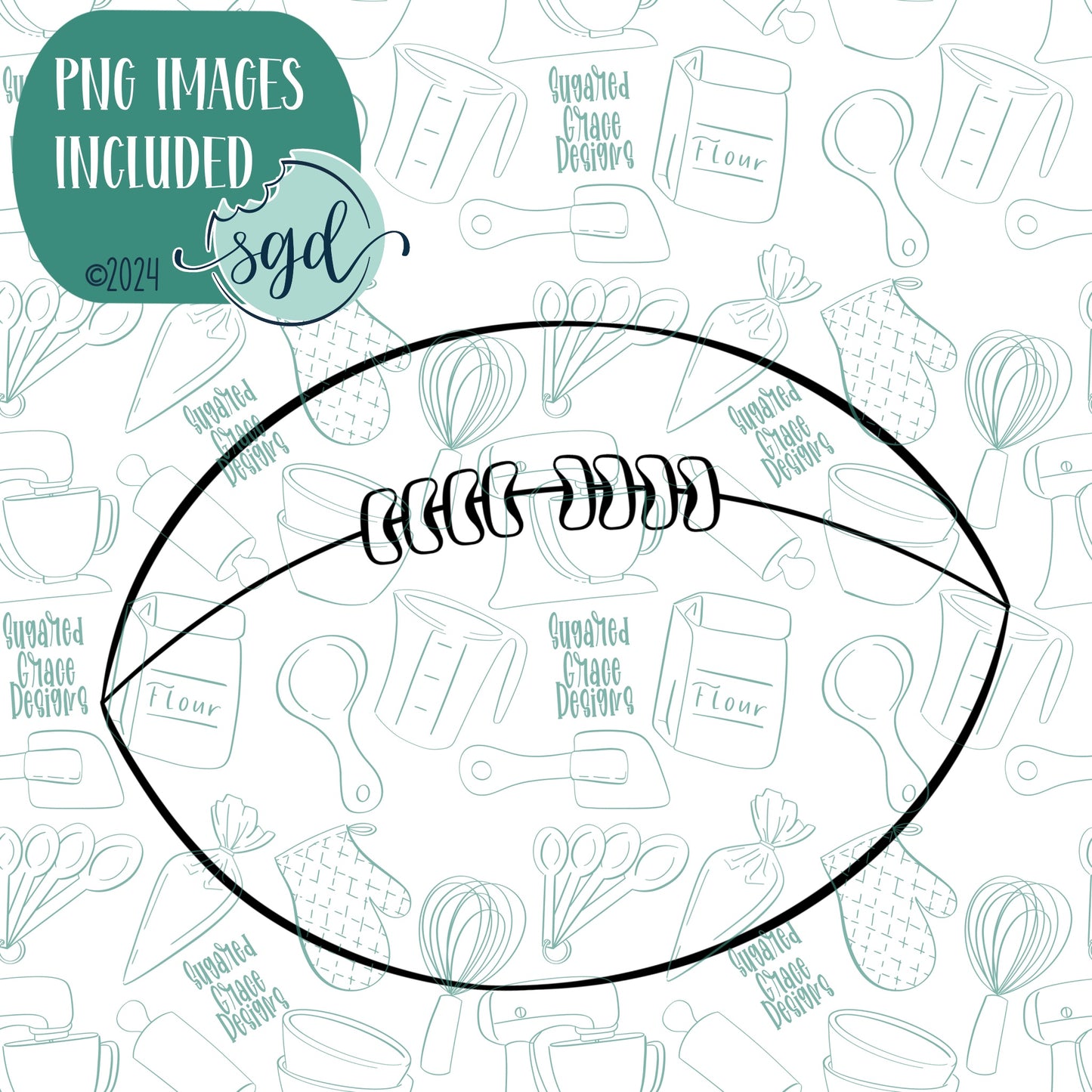 Football Cookie Cutter with Matching Printable PNG Images for Edible Ink Printers Including Eddie
