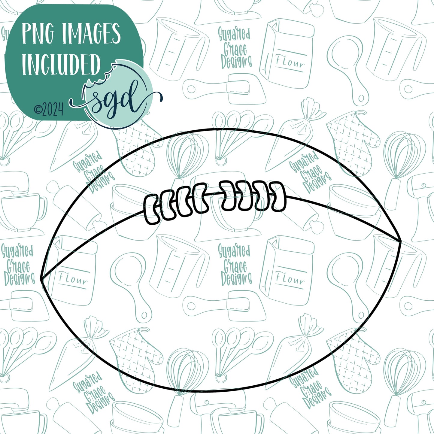 Football Cookie Cutter with Matching Printable PNG Images for Edible Ink Printers Including Eddie