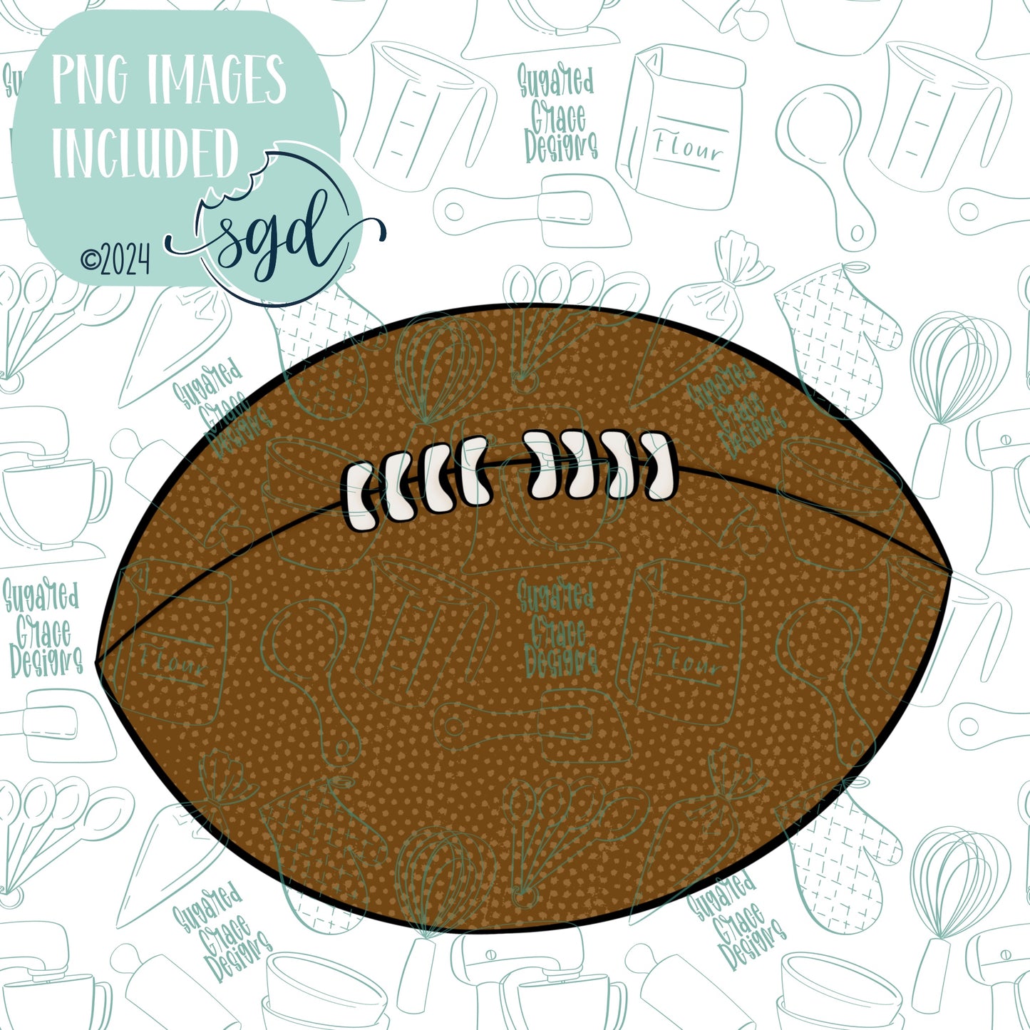 Football Cookie Cutter STL Files for 3D Printing with Matching Printable PNG Images for Edible Ink Printers Including Eddie