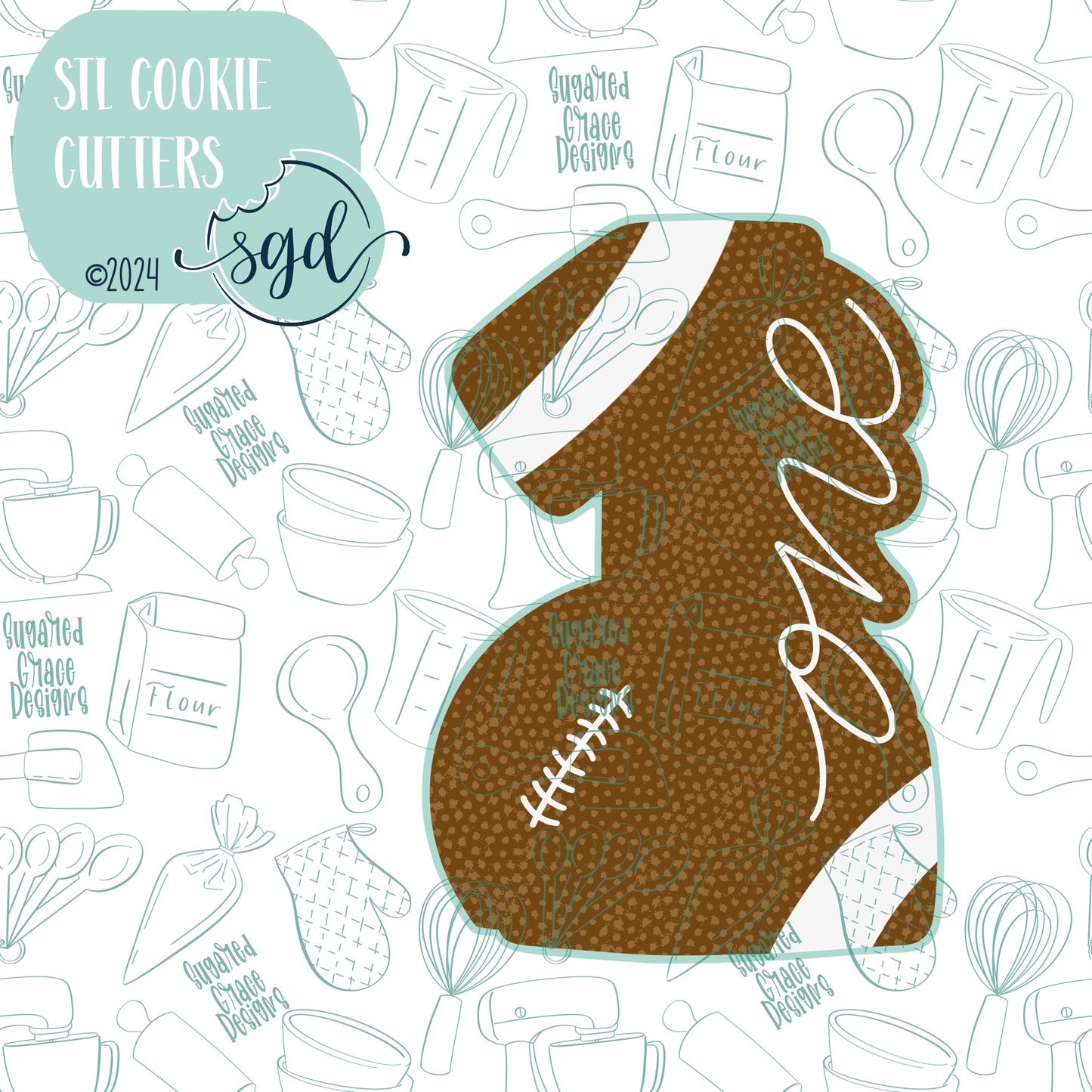 Lettered Football Number One Cookie Cutter STL Files for 3D Printing with Matching Printable PNG Images for Edible Ink Printers Including Eddie