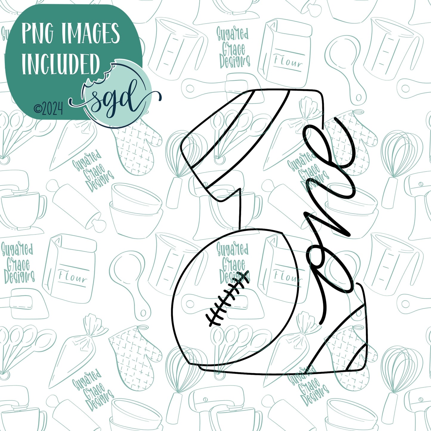 Lettered Football Number One Cookie Cutter with Matching Printable PNG Images for Edible Ink Printers including Eddie
