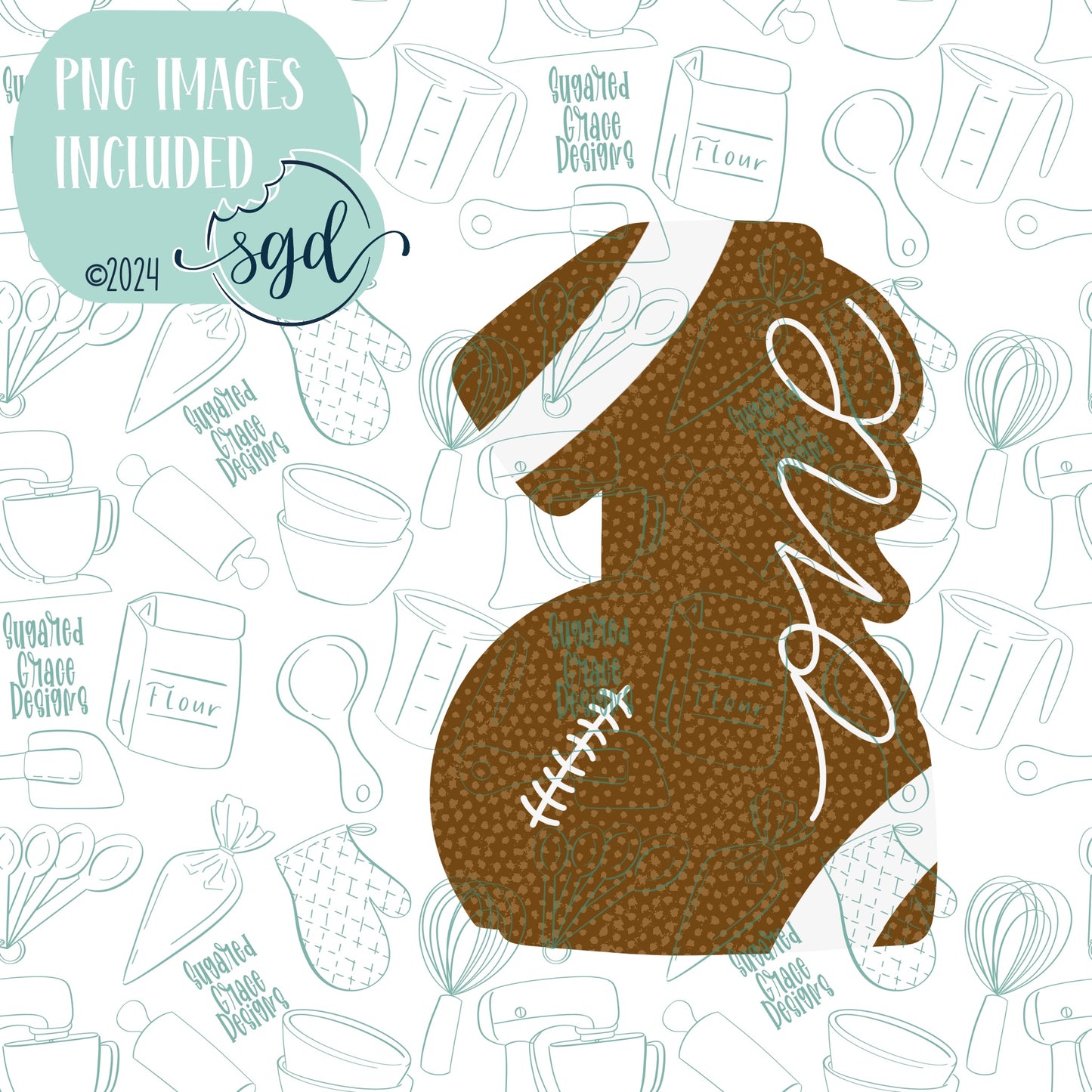 Lettered Football Number One Cookie Cutter STL Files for 3D Printing with Matching Printable PNG Images for Edible Ink Printers Including Eddie