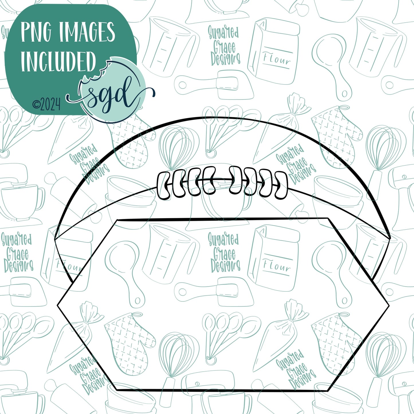 Football Plaque Cookie Cutter with Matching Printable PNG Images for Edible Ink Printers Including Eddie