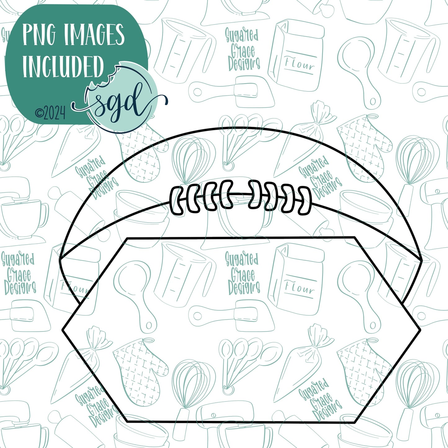 Football Plaque Cookie Cutter with Matching Printable PNG Images for Edible Ink Printers Including Eddie