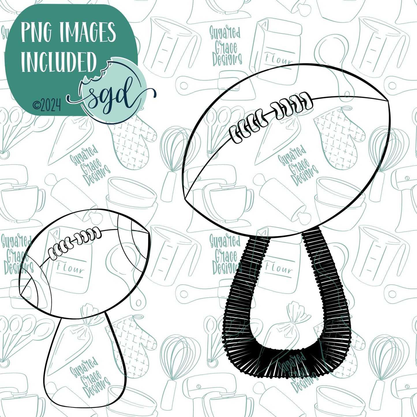 Football Baby Rattle Cookie Cutter with Matching Printable PNG Images for Edible Ink Printers including Eddie