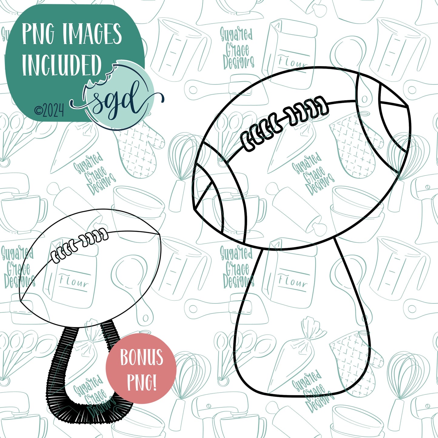 Football Trophy Cookie Cutter with PNG Images to Match - Hand Drawn Graphics for Edible Ink Printers - Sport Themed Cookie Ideas