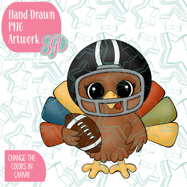 Football Turkey PNG Image Set for Edible Ink Printers - Hand Drawn Editable Graphics