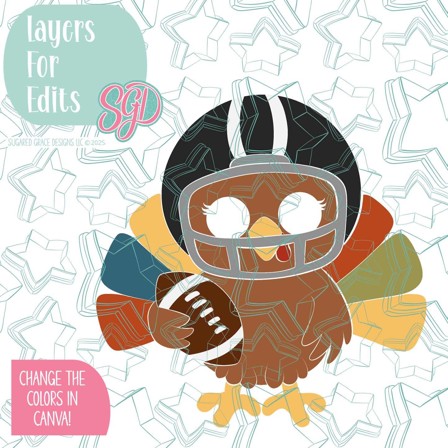 Football Turkey Cookie Cutter STL File with PNG Images to Match - For 3D Printing and Edible Ink Printers