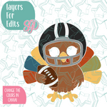Football Turkey Cookie Cutter with PNG Images to Match - Hand Drawn Graphics for Edible Ink Printers