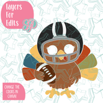 Football Turkey PNG Image Set for Edible Ink Printers - Hand Drawn Editable Graphics