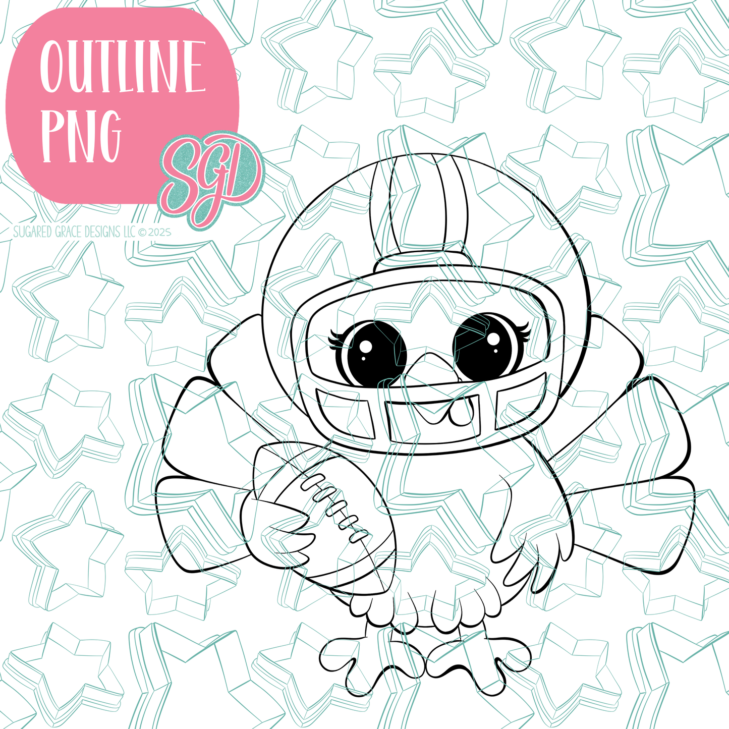Football Turkey PNG Image Set for Edible Ink Printers - Hand Drawn Editable Graphics