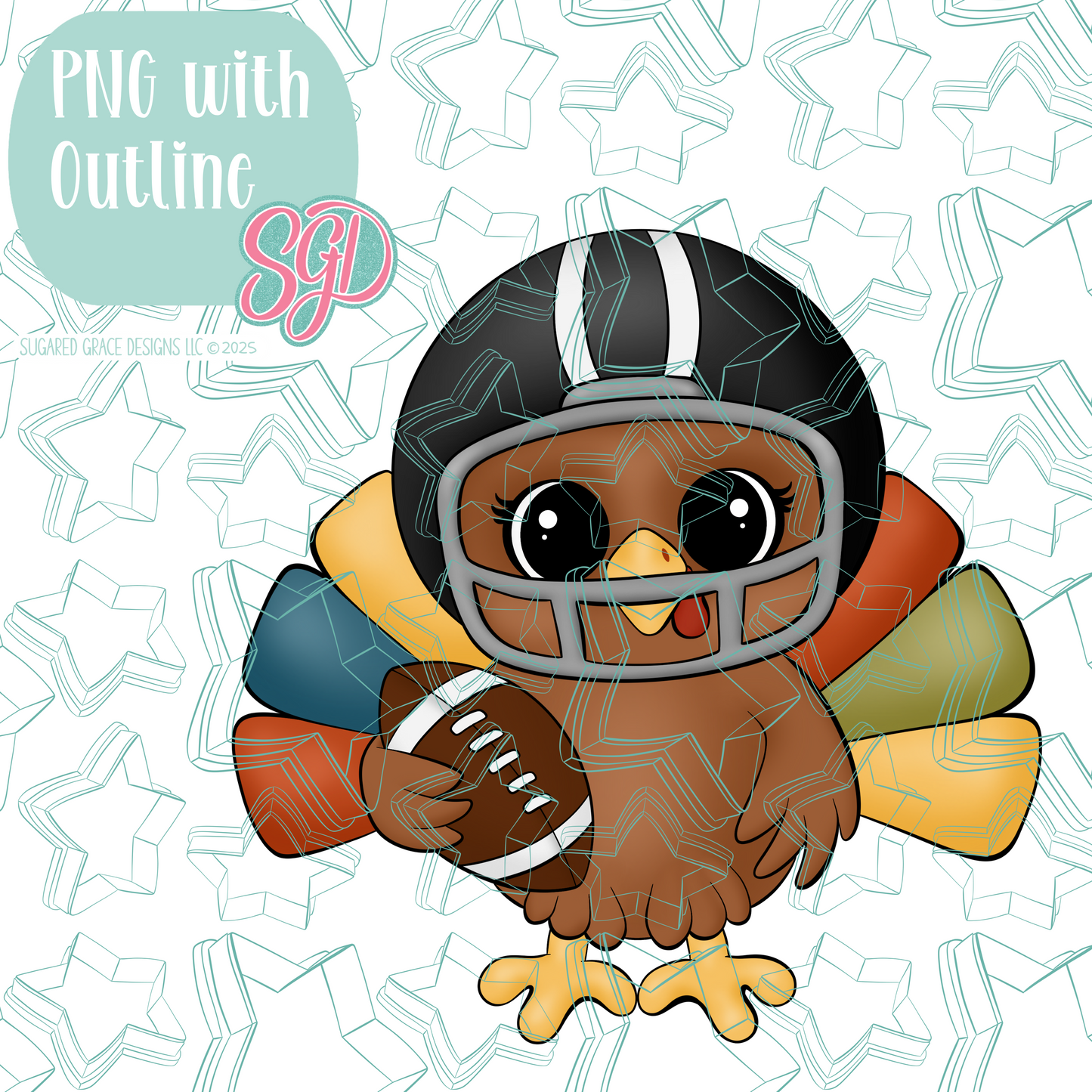 Football Turkey Cookie Cutter STL File with PNG Images to Match - For 3D Printing and Edible Ink Printers