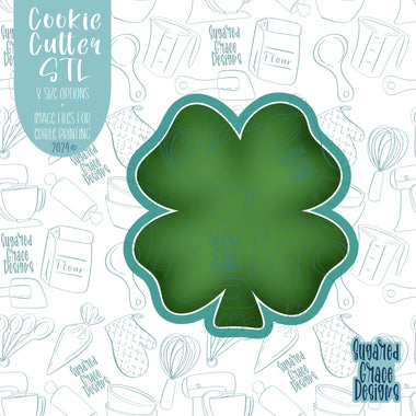St Patrick's Day Lucky Four Leaf Clover Cookie Cutter STL Files for 3D Printers with Matching PNG Images for Edible Ink Printers Including Eddie