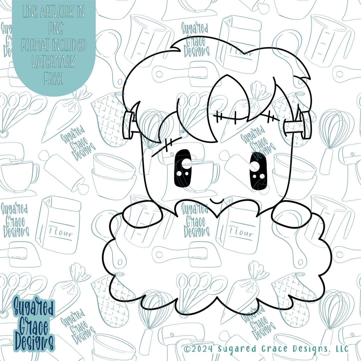 Frankenstein Plaque Cookie Cutter STL Files for 3D Printing with Matching Printable PNG Images for Edible Ink Printers Including Eddie