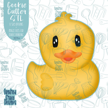 Front Facing Rubber Duck Cookie Cutter STL Files for 3D Printing with Matching Printable PNG Images for Edible Ink Printers Including Eddie