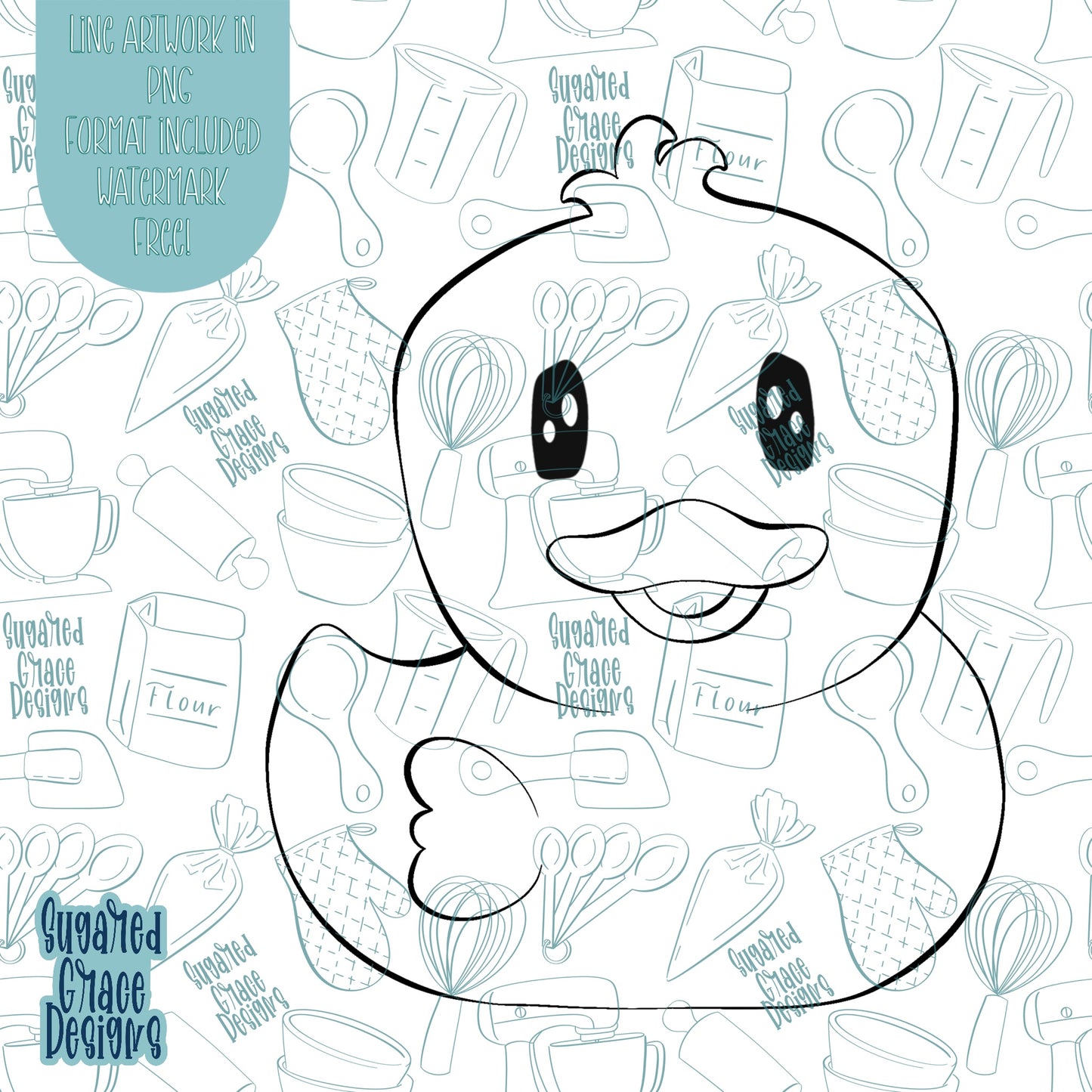 Front Facing Rubber Duck Cookie Cutter STL Files for 3D Printing with Matching Printable PNG Images for Edible Ink Printers Including Eddie