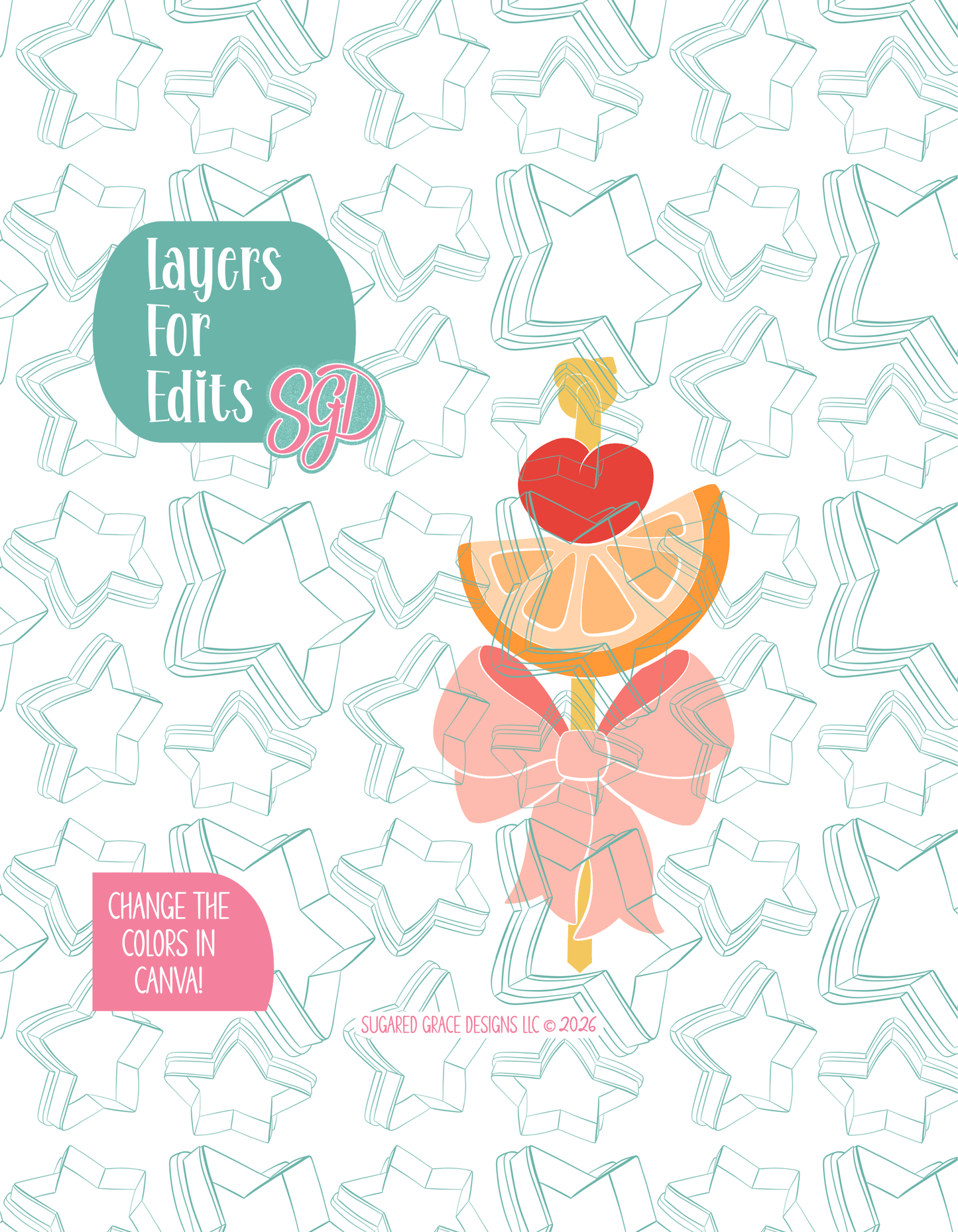 Fruit Kabob Cookie Cutter with matching PNG
