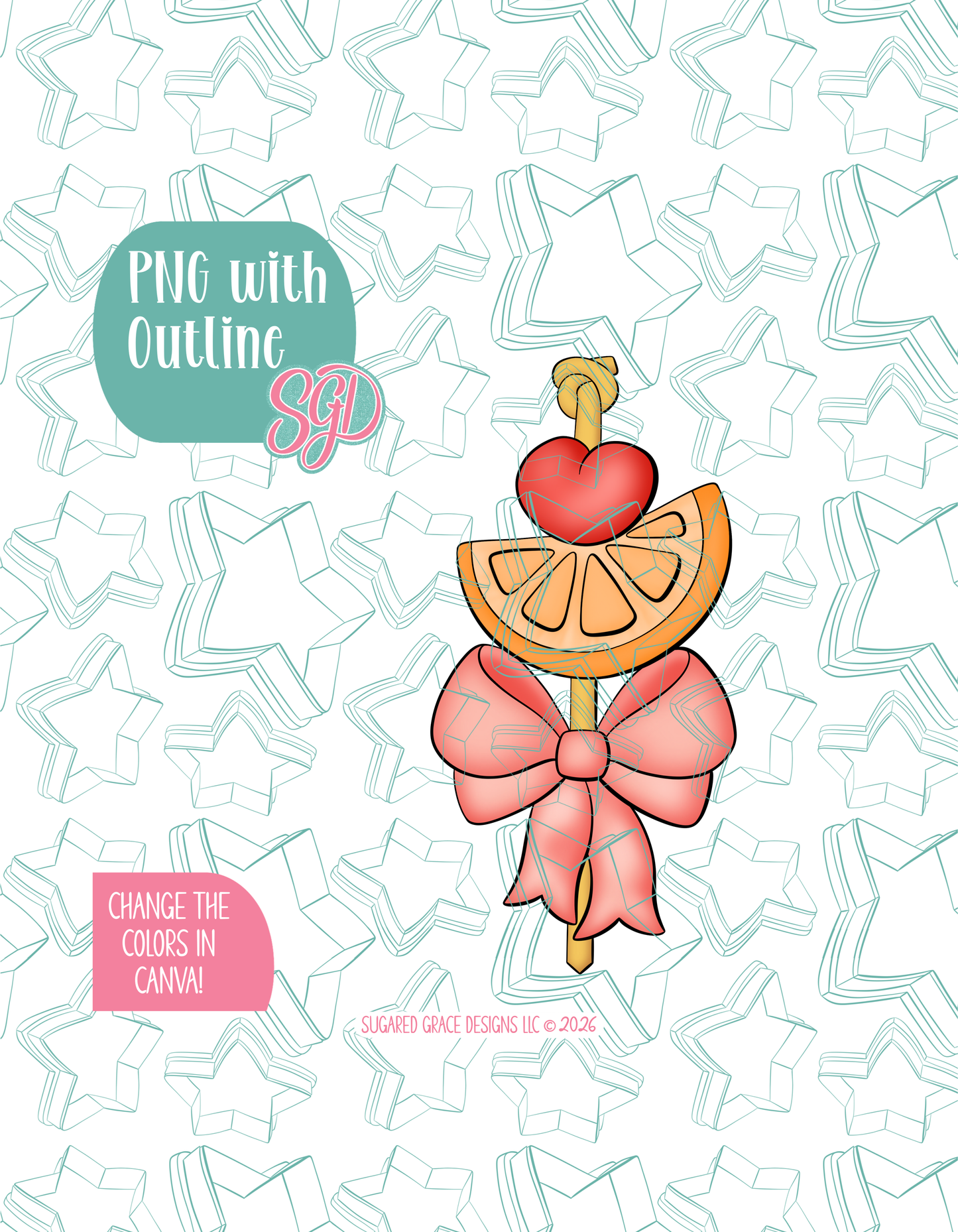 Fruit Kabob Cookie Cutter with matching PNG