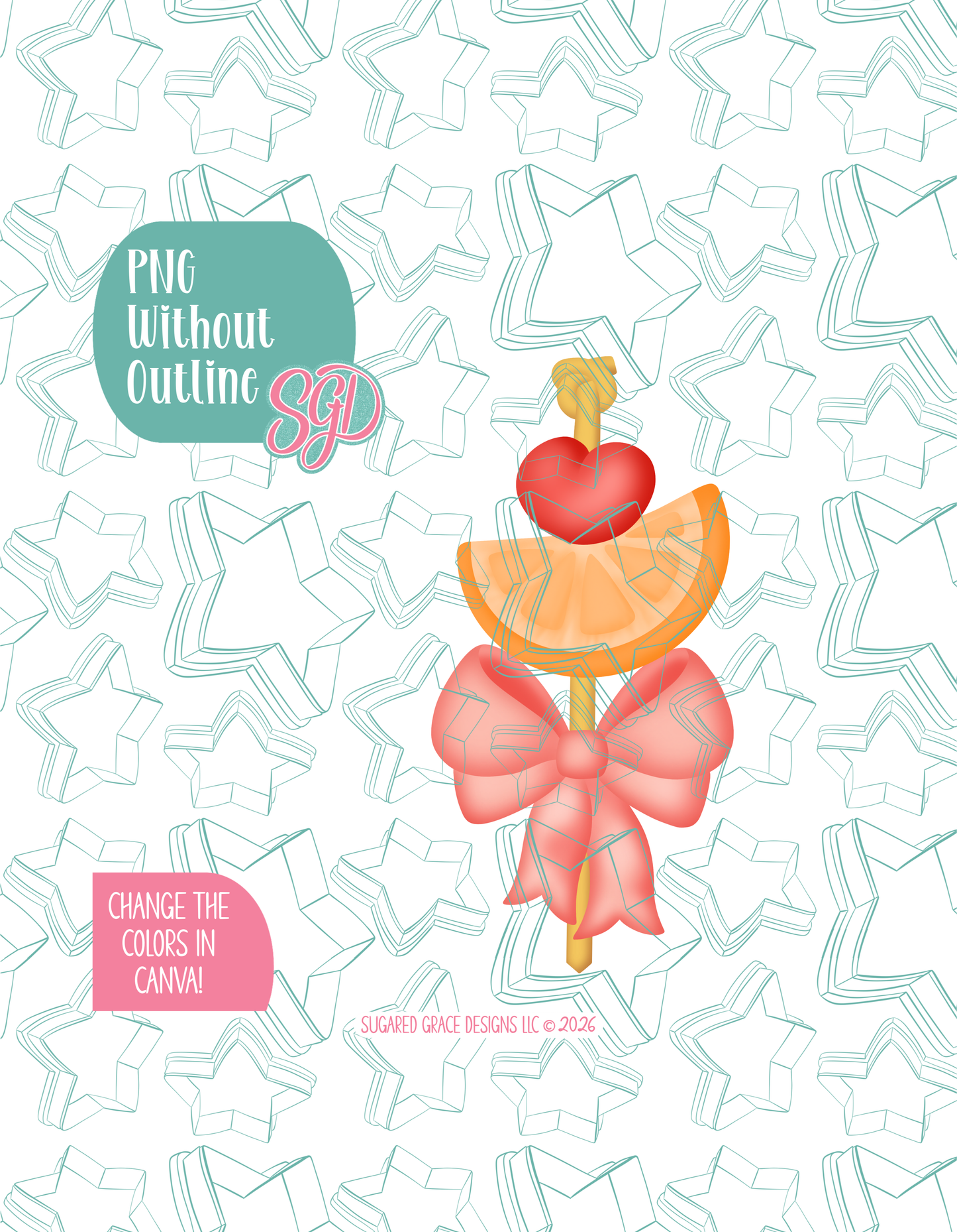 Fruit Kabob Cookie Cutter with matching PNG