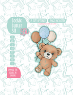 Fuzzy Teddy Bear with Balloons Cookie Cutter STL File with PNG Images to Match - For 3D Printing and Edible Ink Printers