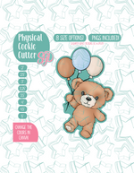 Fuzzy Teddy Bear with Balloons Cookie Cutter Plaque with PNG Images to Match - Hand Drawn Graphics for Edible Ink Printers