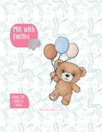 Fuzzy Teddy Bear with Balloon PNG Image Set for Edible Ink Printers - Hand Drawn Editable Graphics