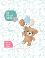 Fuzzy Teddy Bear with Balloons Cookie Cutter Plaque with PNG Images to Match - Hand Drawn Graphics for Edible Ink Printers